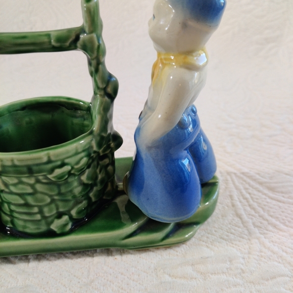 Vintage Ceramic Jack And Jill At The Wishing Well Flower Pot, Made In The USA - Picture 10 of 14